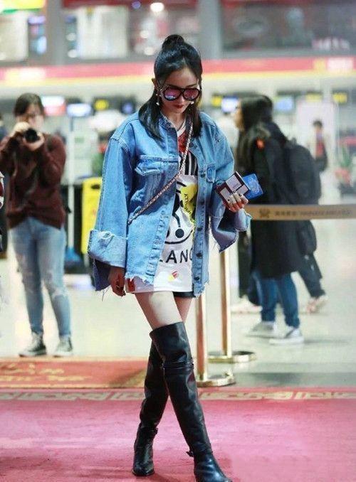 明星穿过膝长靴,明星们的过膝时尚演绎